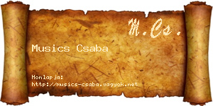 Musics Csaba névjegykártya